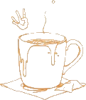 Illustration of a steaming cup of coffee